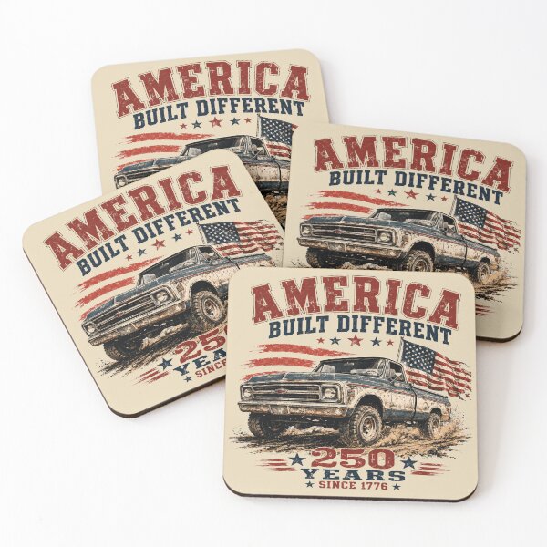 Item preview, America Built Different Vintage Truck 250 Years Since 1776 designed and sold by POD DYNASTY | Original Print On Demand T-Shirt Graphics.