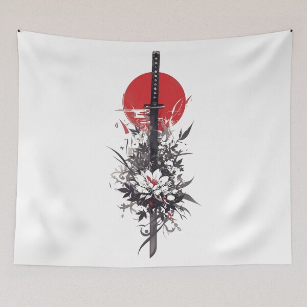 Item preview, Eternal Samurai Sword Art | Japanese Katana Floral Red Sun Illustration designed and sold by Dyan4.