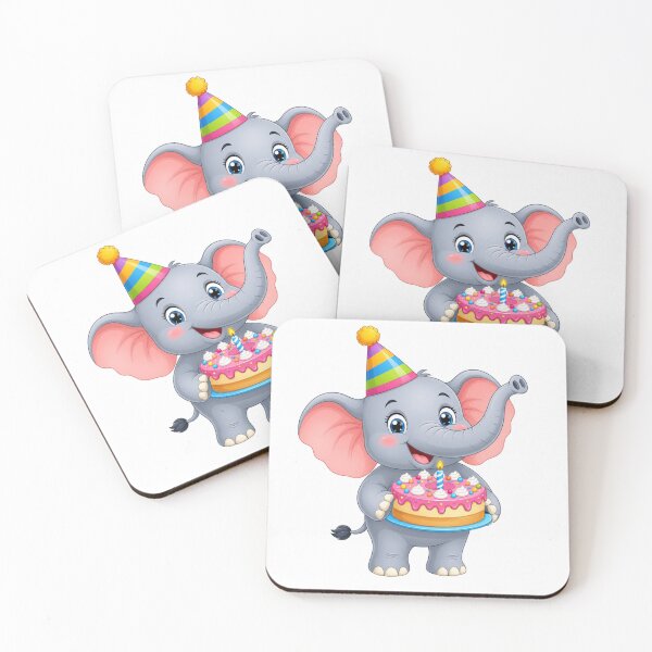 Item preview, ? Birthday Elephant with Cake – Cute Kids T-Shirt Design designed and sold by SunnyDesign82.