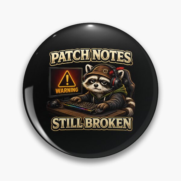 Item preview, Patch Notes Still Broken Funny Gamer Raccoon Gaming Vintage Graphic T-Shirt designed and sold by clockedoutwearshop.