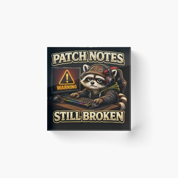 Item preview, Patch Notes Still Broken Funny Gamer Raccoon Gaming Vintage Graphic T-Shirt designed and sold by clockedoutwearshop.
