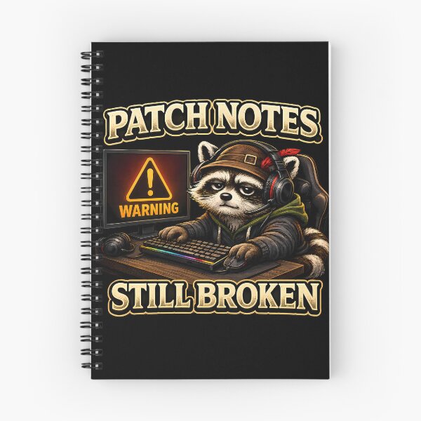 Item preview, Patch Notes Still Broken Funny Gamer Raccoon Gaming Vintage Graphic T-Shirt designed and sold by clockedoutwearshop.