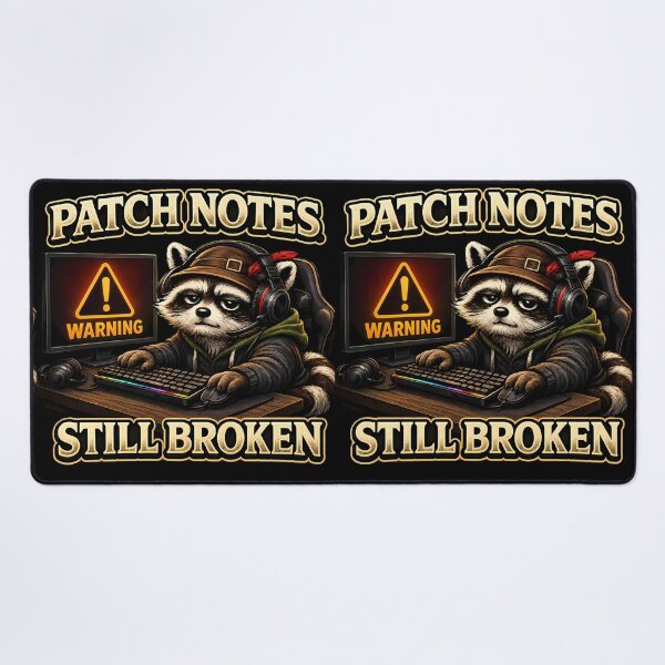 Item preview, Patch Notes Still Broken Funny Gamer Raccoon Gaming Vintage Graphic T-Shirt designed and sold by clockedoutwearshop.