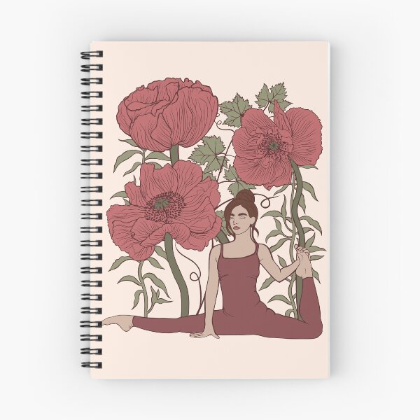 Item preview, Incredible stretch and grace: a woman sitting in deep splits surrounded by huge blooming poppies. Perfect botanical print for pilates, stretching, and yoga lovers. designed and sold by Grin Katalina Floral Patterns & Cozy Art.