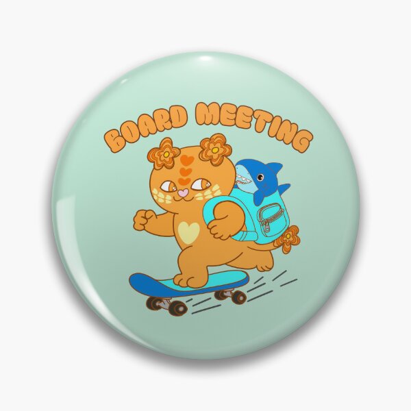 Item preview, Board meeting – Cute Skateboarding Cat with Shark in backpack designed and sold by BritishDelights.