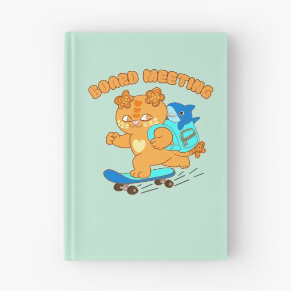 Item preview, Board meeting – Cute Skateboarding Cat with Shark in backpack designed and sold by BritishDelights.
