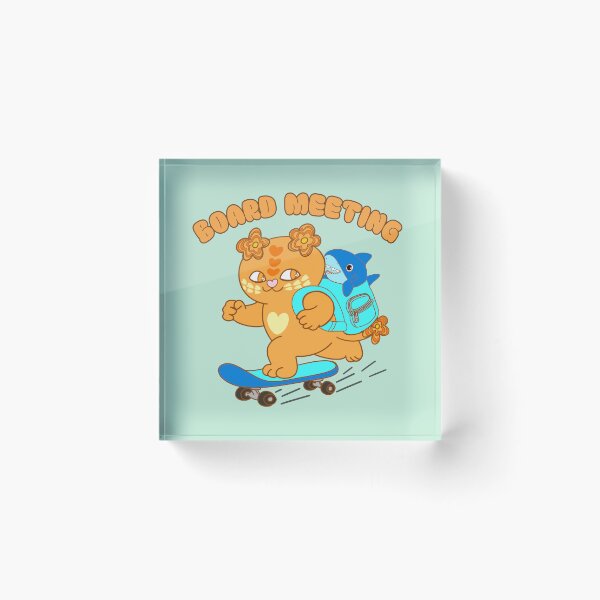 Item preview, Board meeting – Cute Skateboarding Cat with Shark in backpack designed and sold by BritishDelights.