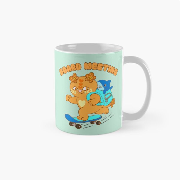 Item preview, Board meeting – Cute Skateboarding Cat with Shark in backpack designed and sold by BritishDelights.