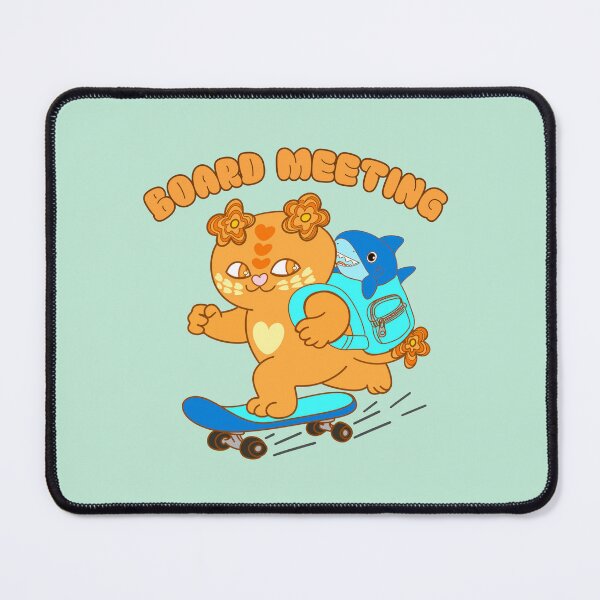 Item preview, Board meeting – Cute Skateboarding Cat with Shark in backpack designed and sold by BritishDelights.