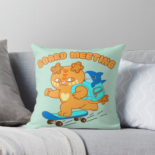 Item preview, Board meeting – Cute Skateboarding Cat with Shark in backpack designed and sold by BritishDelights.