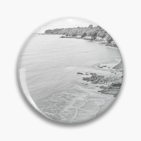 Item preview, The Coastal Path and Cove of Saint-Nazaire – Pencil Drawing designed and sold by KiwiPurple.