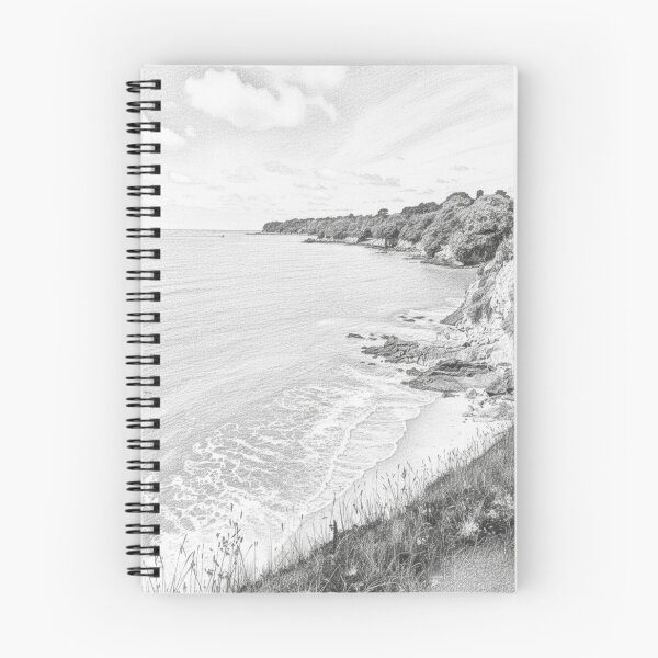 Item preview, The Coastal Path and Cove of Saint-Nazaire – Pencil Drawing designed and sold by KiwiPurple.