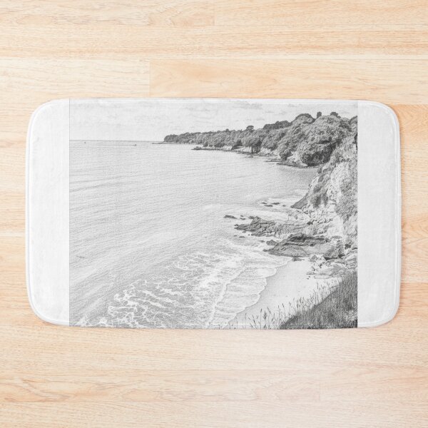 Item preview, The Coastal Path and Cove of Saint-Nazaire – Pencil Drawing designed and sold by KiwiPurple.