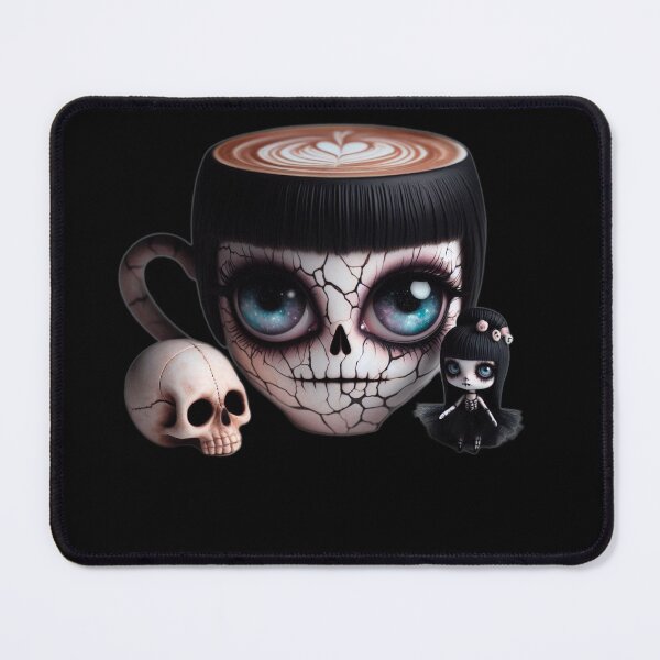 Item preview, Gothic Skeleton Coffee Cup with Galaxy Eyes and Latte Art designed and sold by LujziWorld.