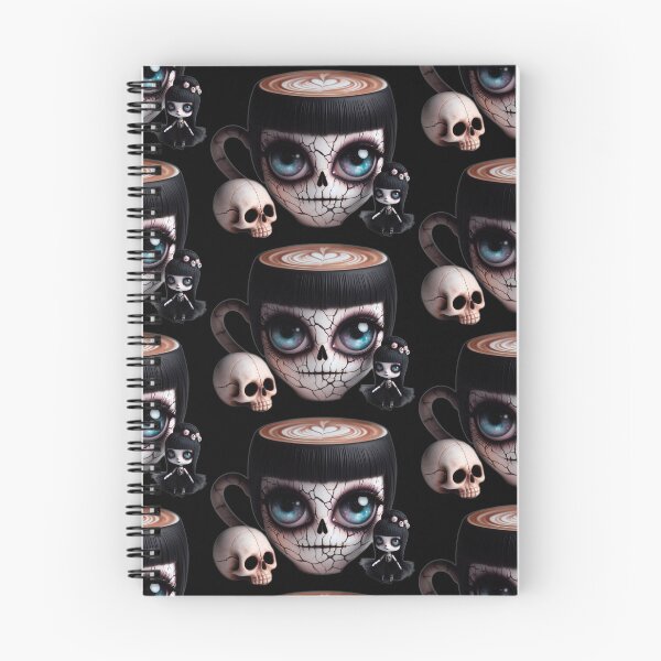 Item preview, Gothic Skeleton Coffee Cup with Galaxy Eyes and Latte Art designed and sold by LujziWorld.