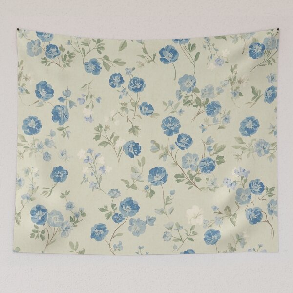 Item preview, Blue flowers designed and sold by uunaa.