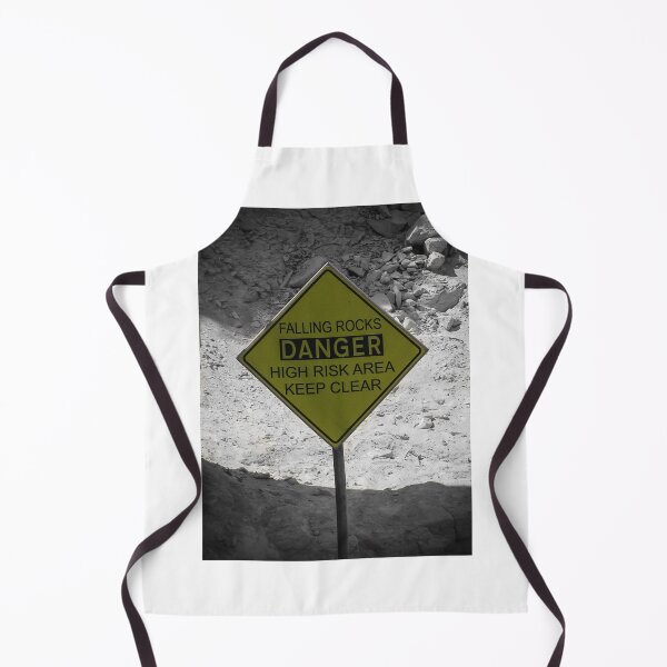 Item preview, Yellow Danger Sign Warning Falling Rocks High Risk Area Keep Clear Near Rocky Cliff designed and sold by Nmallia.