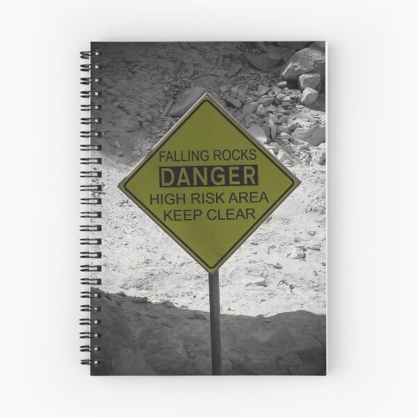 Item preview, Yellow Danger Sign Warning Falling Rocks High Risk Area Keep Clear Near Rocky Cliff designed and sold by Nmallia.