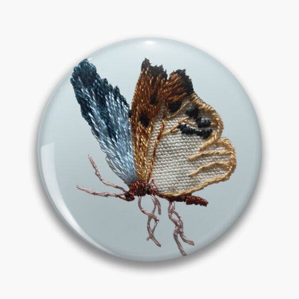 Item preview, Blue and Orange Butterfly Hand Embroidery designed and sold by Alsa-handembroidery.