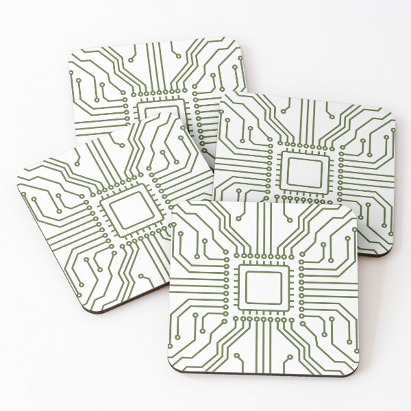 Item preview, Seamless microchip circuit pattern unit with olive green lines designed and sold by Longsilp.