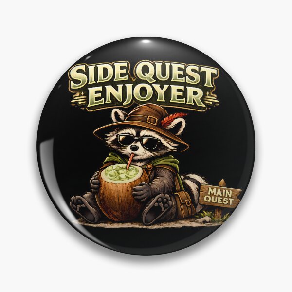 Item preview, Side Quest Enjoyer Funny RPG Gamer Raccoon Fantasy Adventure Graphic T-Shirt designed and sold by clockedoutwearshop.