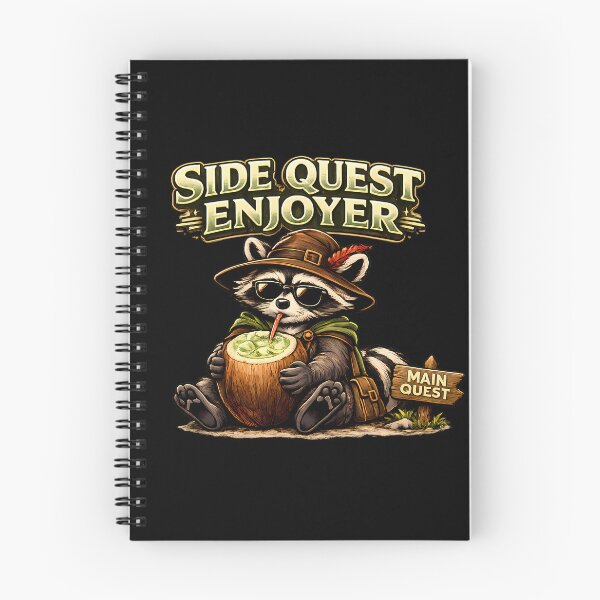 Item preview, Side Quest Enjoyer Funny RPG Gamer Raccoon Fantasy Adventure Graphic T-Shirt designed and sold by clockedoutwearshop.