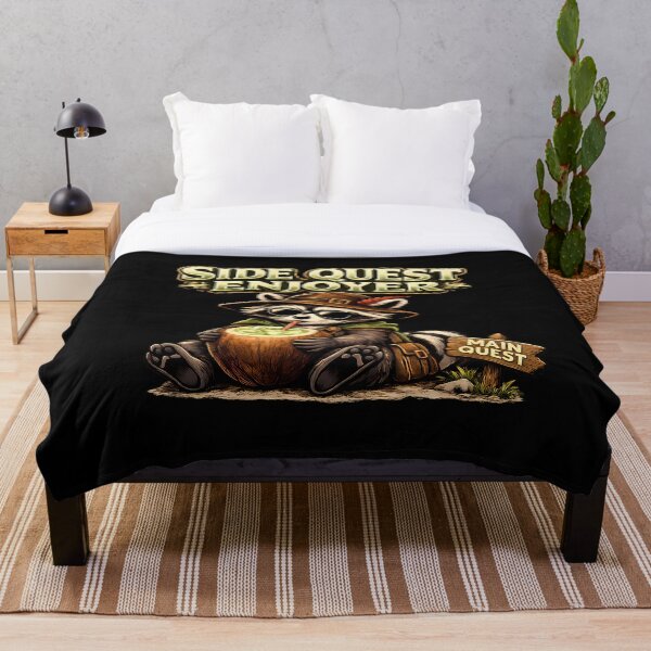 Item preview, Side Quest Enjoyer Funny RPG Gamer Raccoon Fantasy Adventure Graphic T-Shirt designed and sold by clockedoutwearshop.