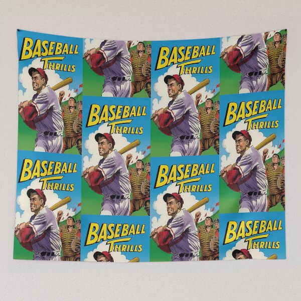 Item preview, Vintage Baseball Thrills Cover with Batter and Catcher in Action designed and sold by Analog Aura .