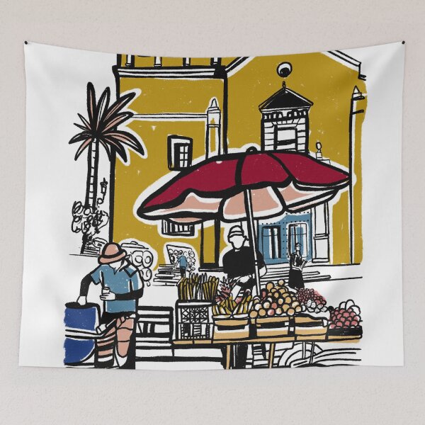 Item preview, Cartagena Market Scene | Colombian Street Life Illustration designed and sold by Tropical Blood.