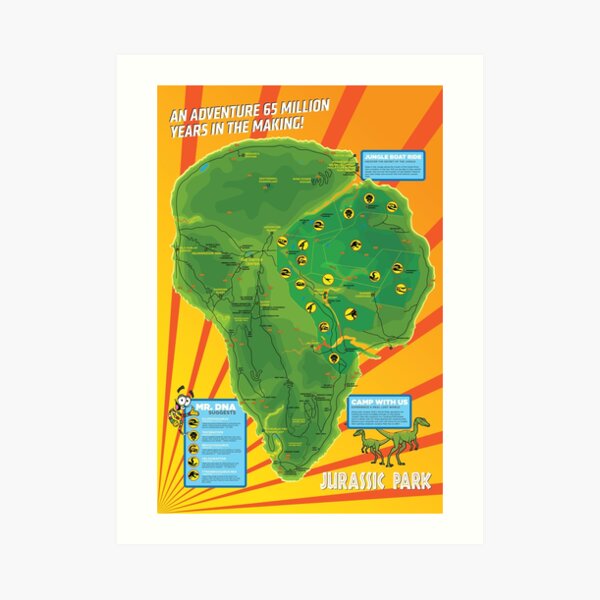 Jurassic Park - Map Art Print