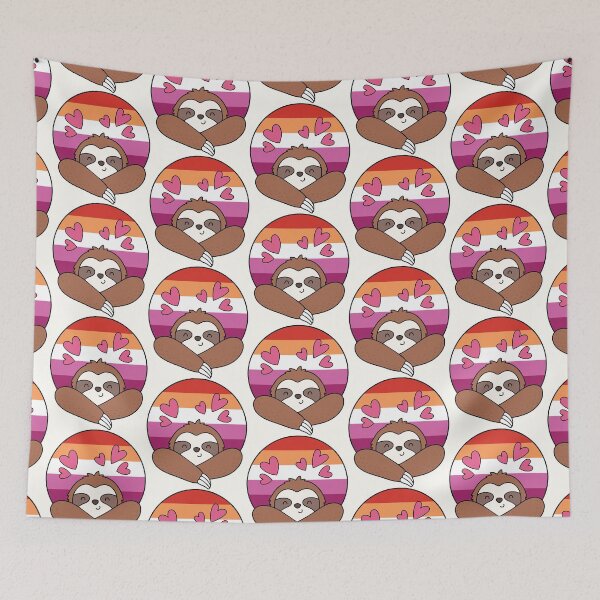 Item preview, LGBTQ Sloth - Adorable Lesbian Sloth With Pride Hearts designed and sold by Cannaxes Studio.