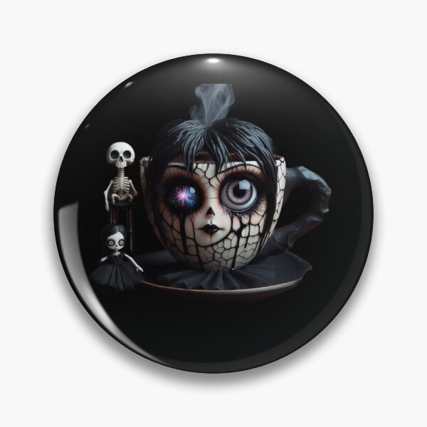 Item preview, Steaming Goth Teacup Doll with Cosmic Spark Eye designed and sold by LujziWorld.