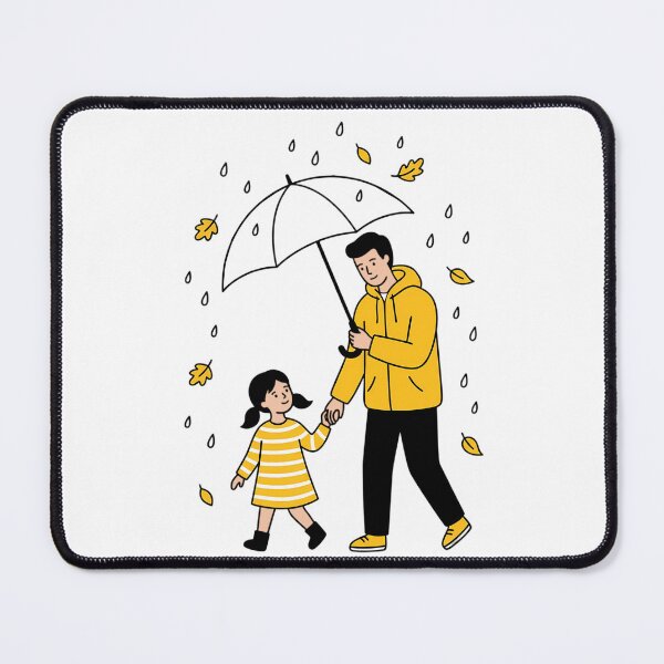 Item preview, Father and Daughter Under the Umbrella | Loving Dad Protection Illustration designed and sold by Lu7u.