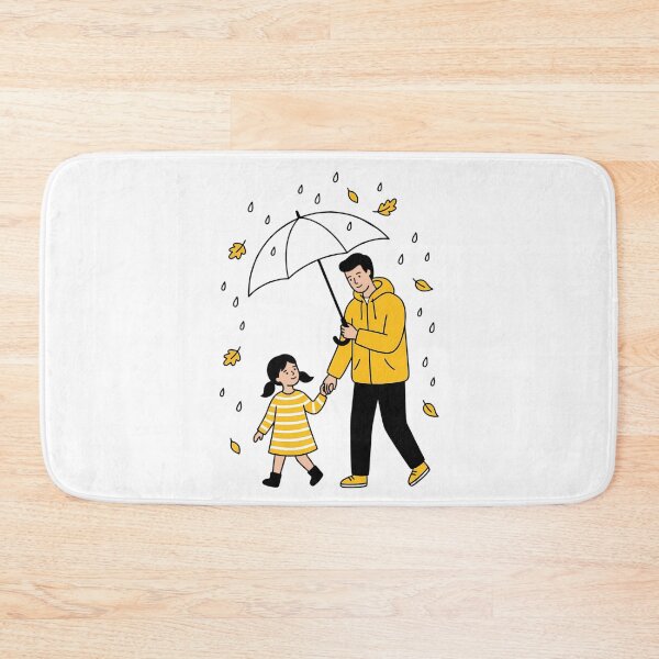 Item preview, Father and Daughter Under the Umbrella | Loving Dad Protection Illustration designed and sold by Lu7u.
