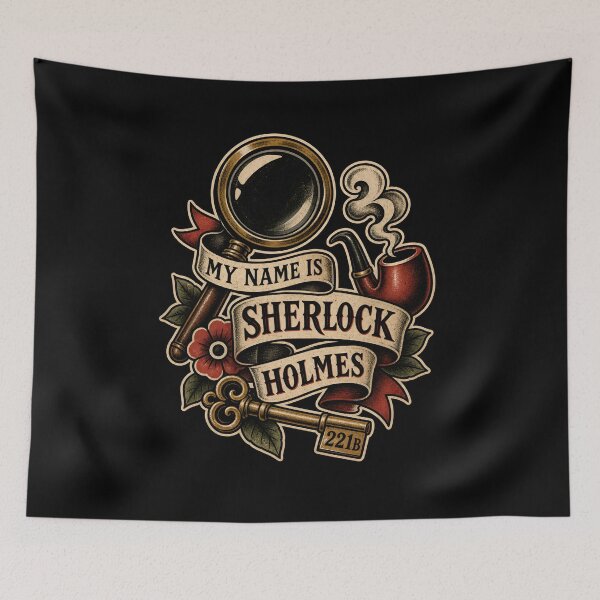 Item preview, My Name Is Sherlock Holmes Vintage Tattoo Flash Art designed and sold by Fenay Designs.
