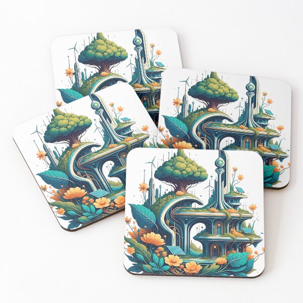 Item preview, Eco-Futuristic Solarpunk City Art Green Utopian Future designed and sold by SholoStudio.