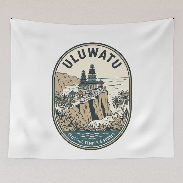 Item preview, Vintage Uluwatu Bali Cliffside Temple Travel Badge designed and sold by k3rstman1.