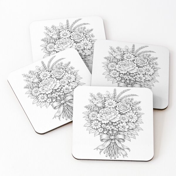 Item preview, Line Art Floral Bouquet – Minimalist Botanical Illustration designed and sold by Clothes With Smiling Animals Walt Gral.