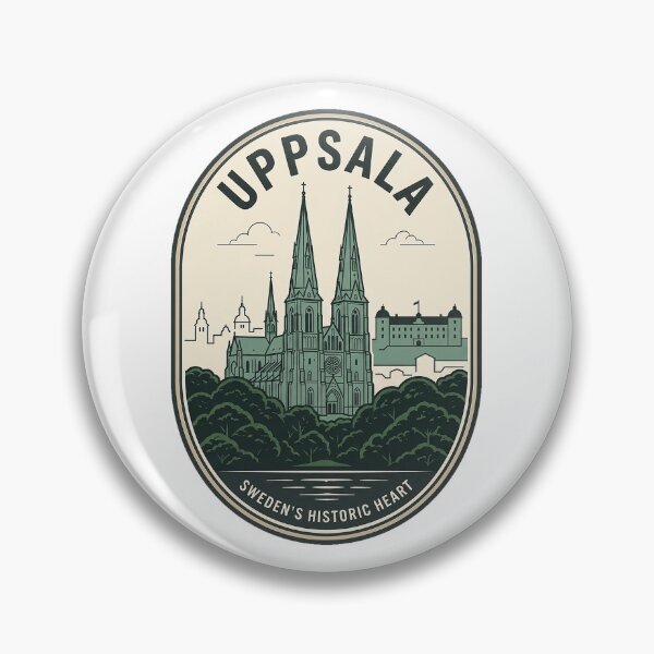 Item preview, Vintage Uppsala Sweden Historic Cathedral Travel Badge designed and sold by k3rstman1.