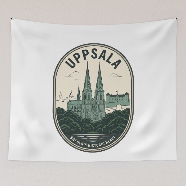 Item preview, Vintage Uppsala Sweden Historic Cathedral Travel Badge designed and sold by k3rstman1.