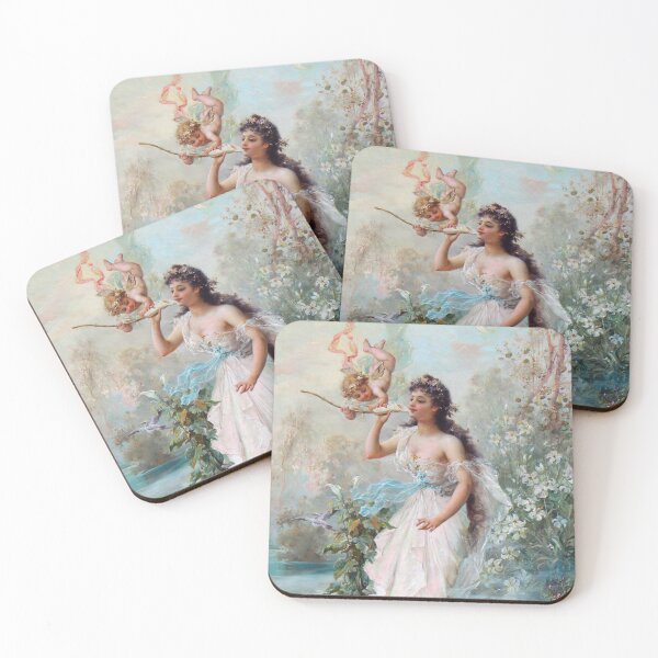 Item preview, Hans Zatzka - Allegorical painting of two cherubs and a maiden in a classical landscape. designed and sold by Onodera.