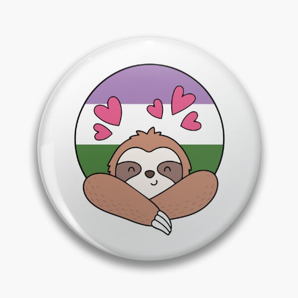 Item preview, LGBTQ Sloth - Kawaii Genderqueer Sloth With Hearts designed and sold by Cannaxes Studio.