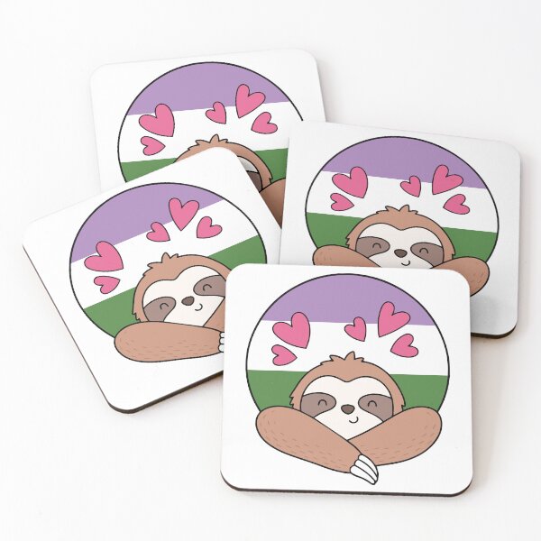 Item preview, LGBTQ Sloth - Kawaii Genderqueer Sloth With Hearts designed and sold by Cannaxes Studio.