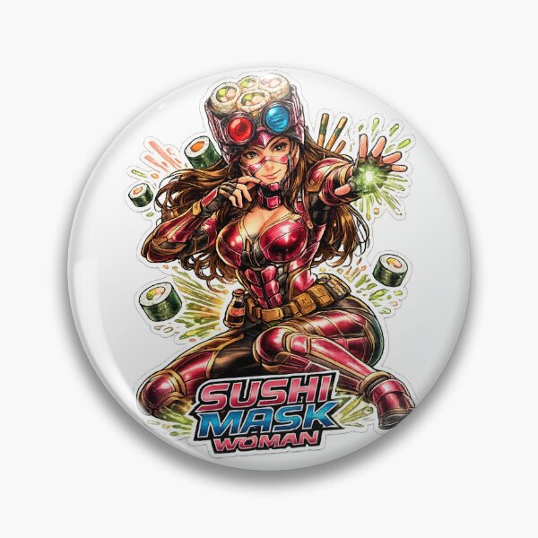 Item preview, Sushi Mask Woman: Cyberpunk Maki Heroine designed and sold by Surreal Characters & Cute Pups.