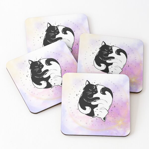 Item preview, Cosmic Balance Yin Yang Moon Cat Minimalist Art designed and sold by AetherNest by Alicia Jia Dong.