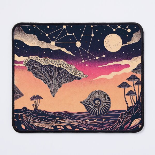 Item preview, Surreal Nautilus Cosmic Mushroom Landscape designed and sold by IntelliMindDesigns.
