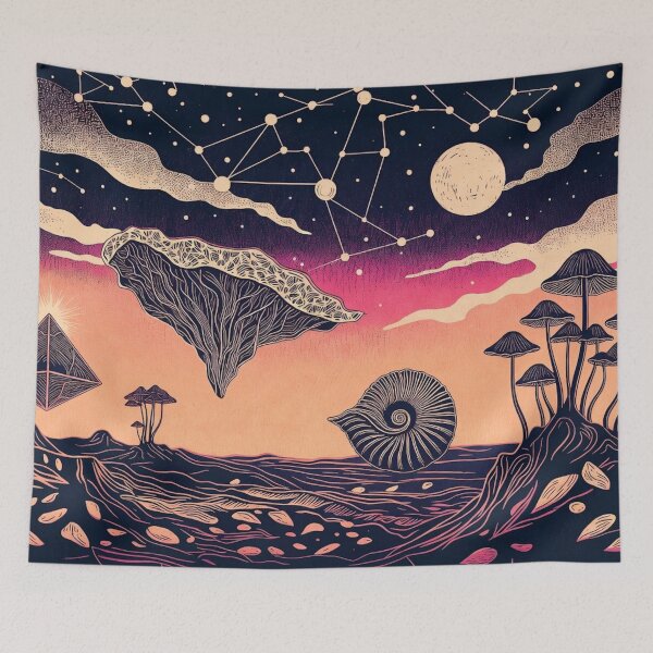 Item preview, Surreal Nautilus Cosmic Mushroom Landscape designed and sold by IntelliMindDesigns.