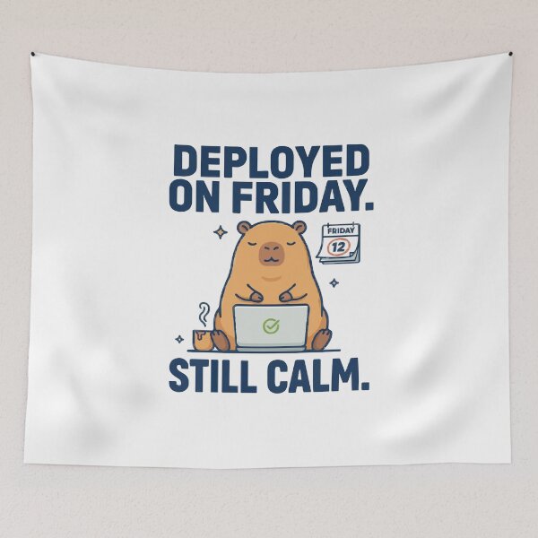 Item preview, Deployed On Friday Still Calm Cute Capybara designed and sold by Bianca Oltean.
