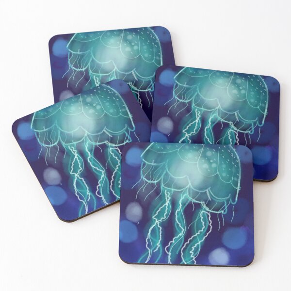 Item preview, Glowing Bioluminescent Jellyfish –Magical Enchanting Deep Blue Sea Fantasy Ocean Wall Art designed and sold by Shukasya-Arts.