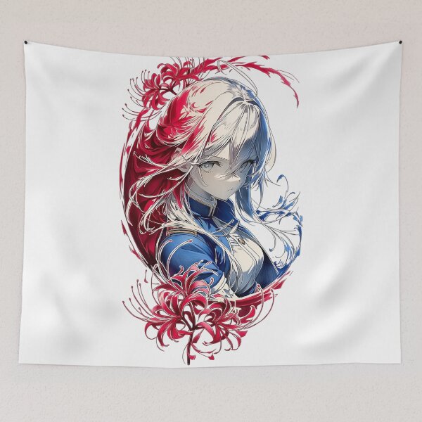 Item preview, Anime Girl with Red Spider Lily Flowers | Elegant Japanese Manga Aesthetic Art designed and sold by Dyan4.